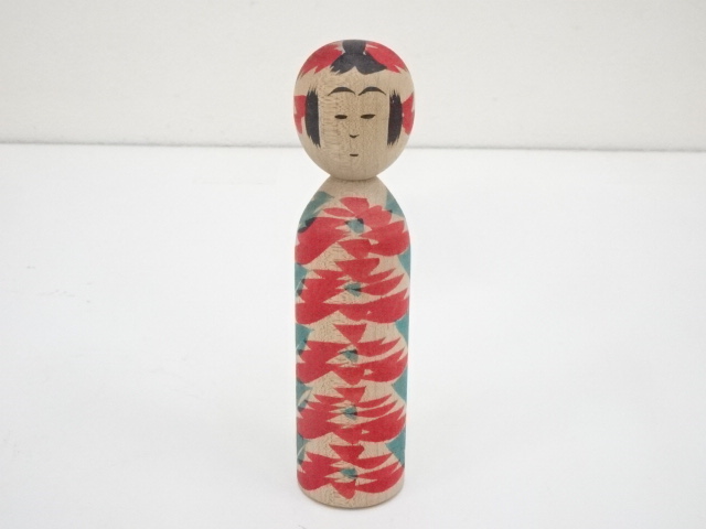 JAPANESE FOLK CRAFT / WOODEN KOKESHI DOLL / cm / SIGNED ARTISAN WORK JAPANESE FOLK CRAFT / WOODEN KOKESHI DOLL / 14.3 cm / SIGNE
